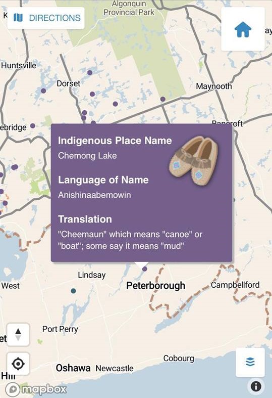 Map showing an example popup
